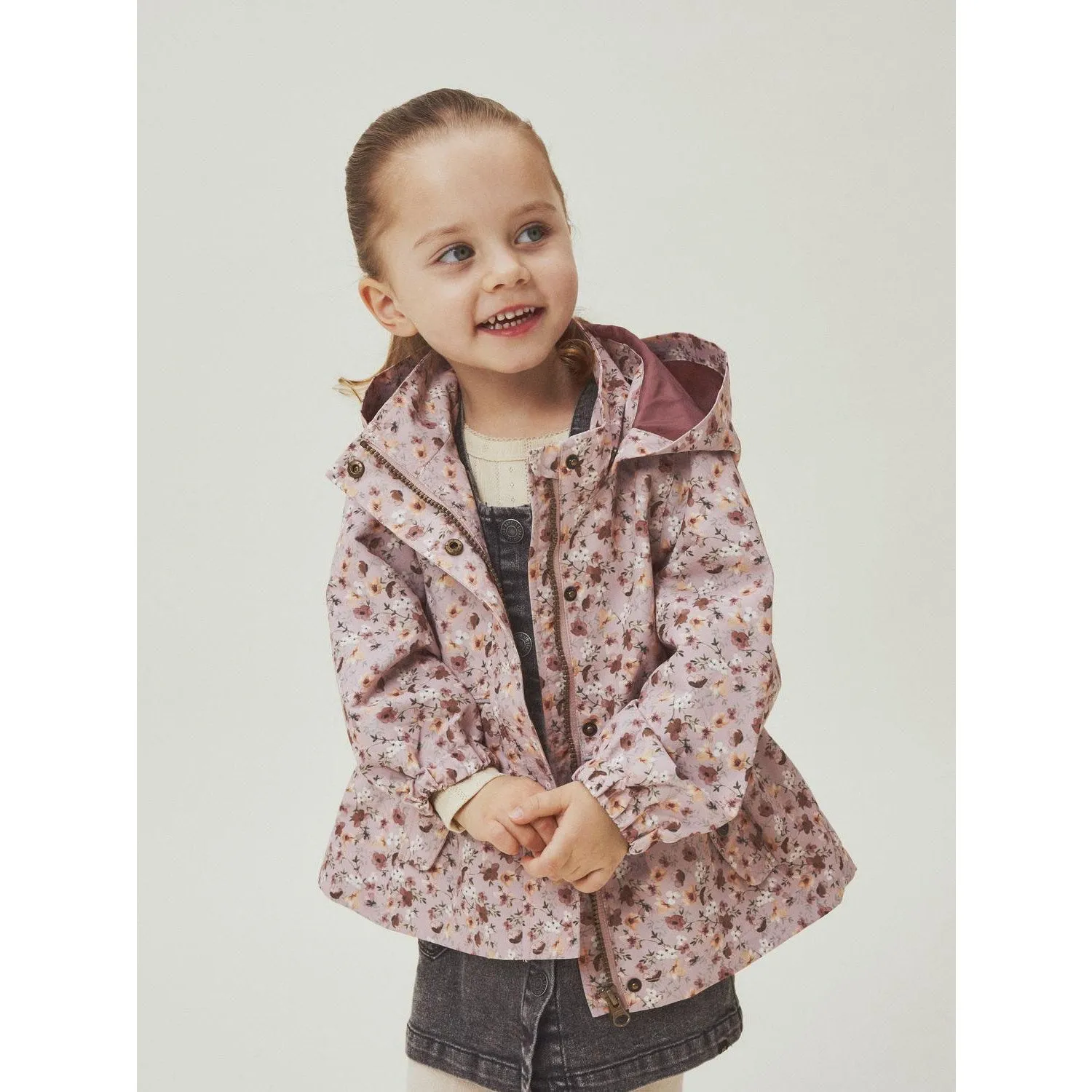 Name It Pale Mauve Flowers Malex08 Jacket AOP Fo Thermal Lining Fashion Layer