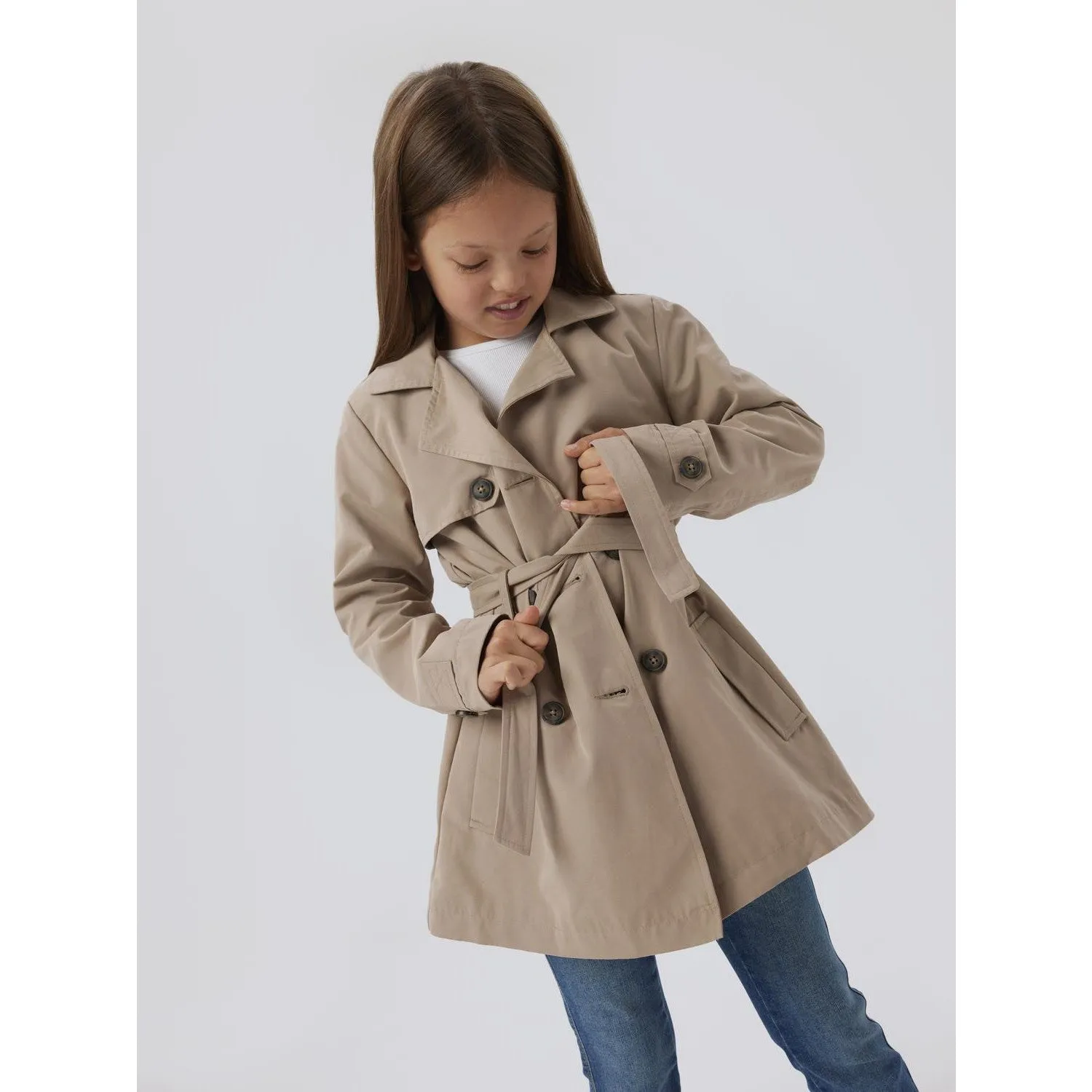 Breathable mesh lining Name It Savannah Tan Madelin Trenchcoat Noos