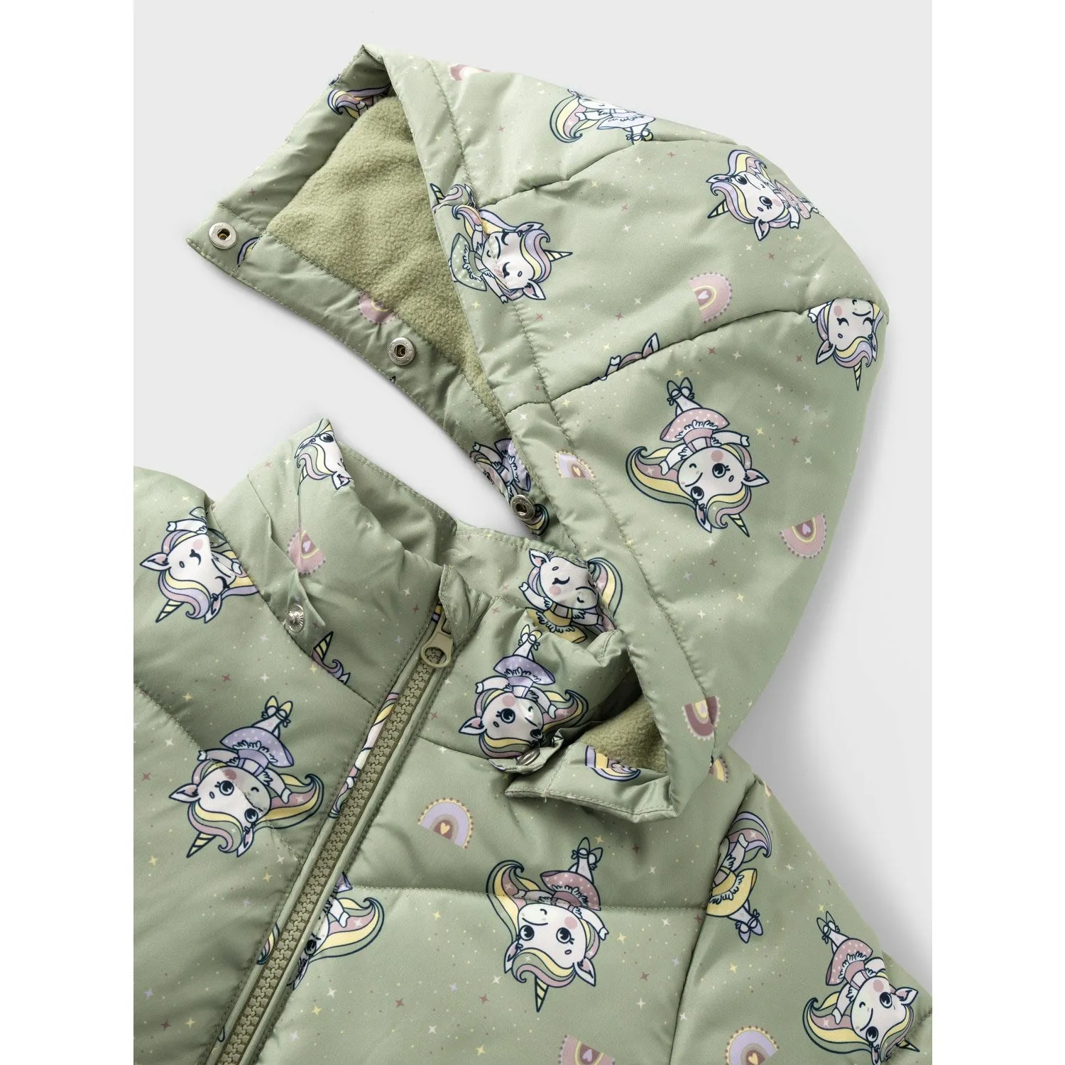 Matte-finish Casual fit blouse Name It Seagrass May Puffer Jacket AOP