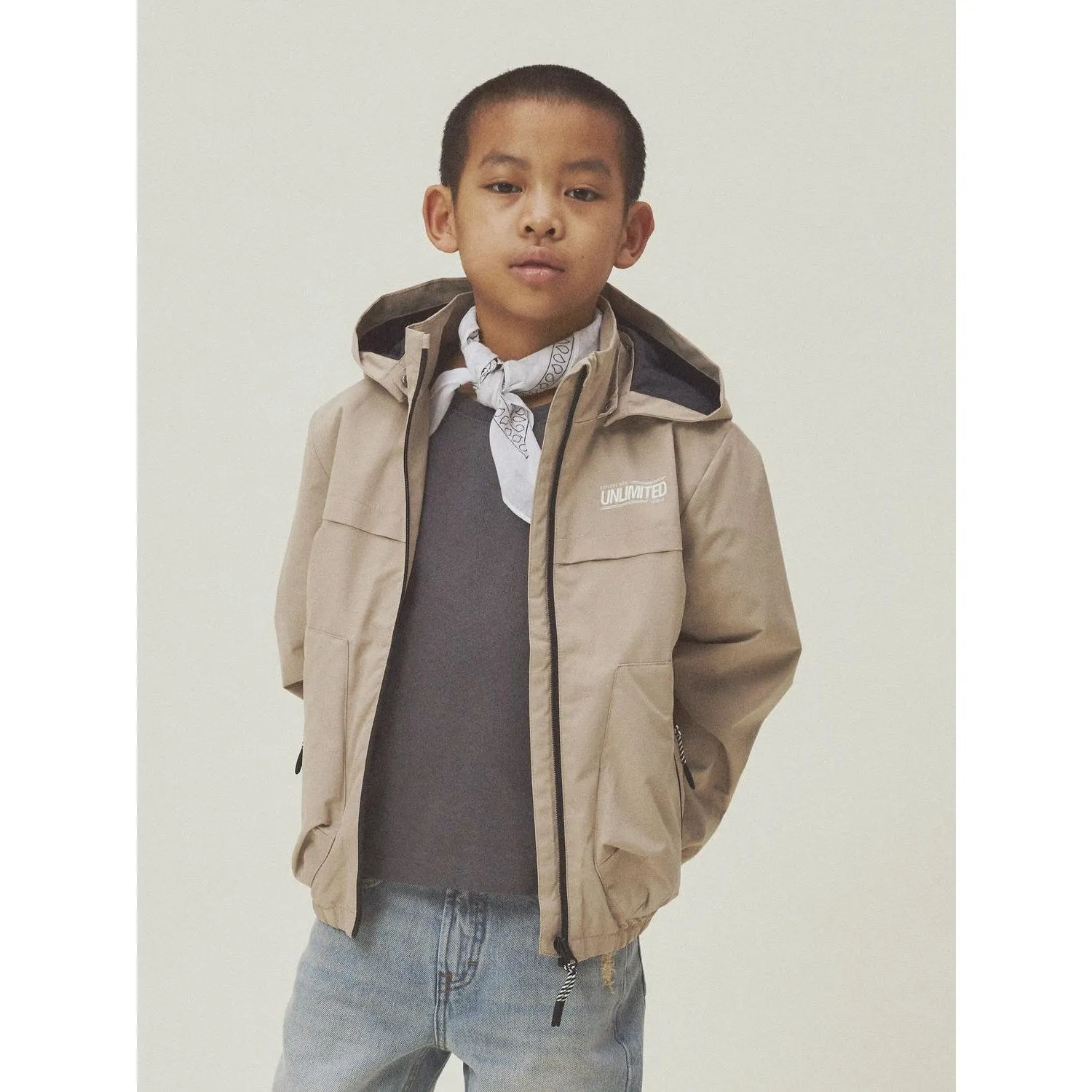 Name It White Pepper Macon Jacket construction workers Raglan Sleeve Construction