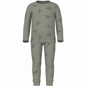 Name It Agave Green Pajamas Agave Green Dino Rib Noos Couch Chill Gear