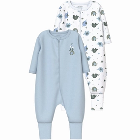 Shopping Retro Party Night Name It Baby Blue Nightsuit 2-pack Zip Elephant Noos