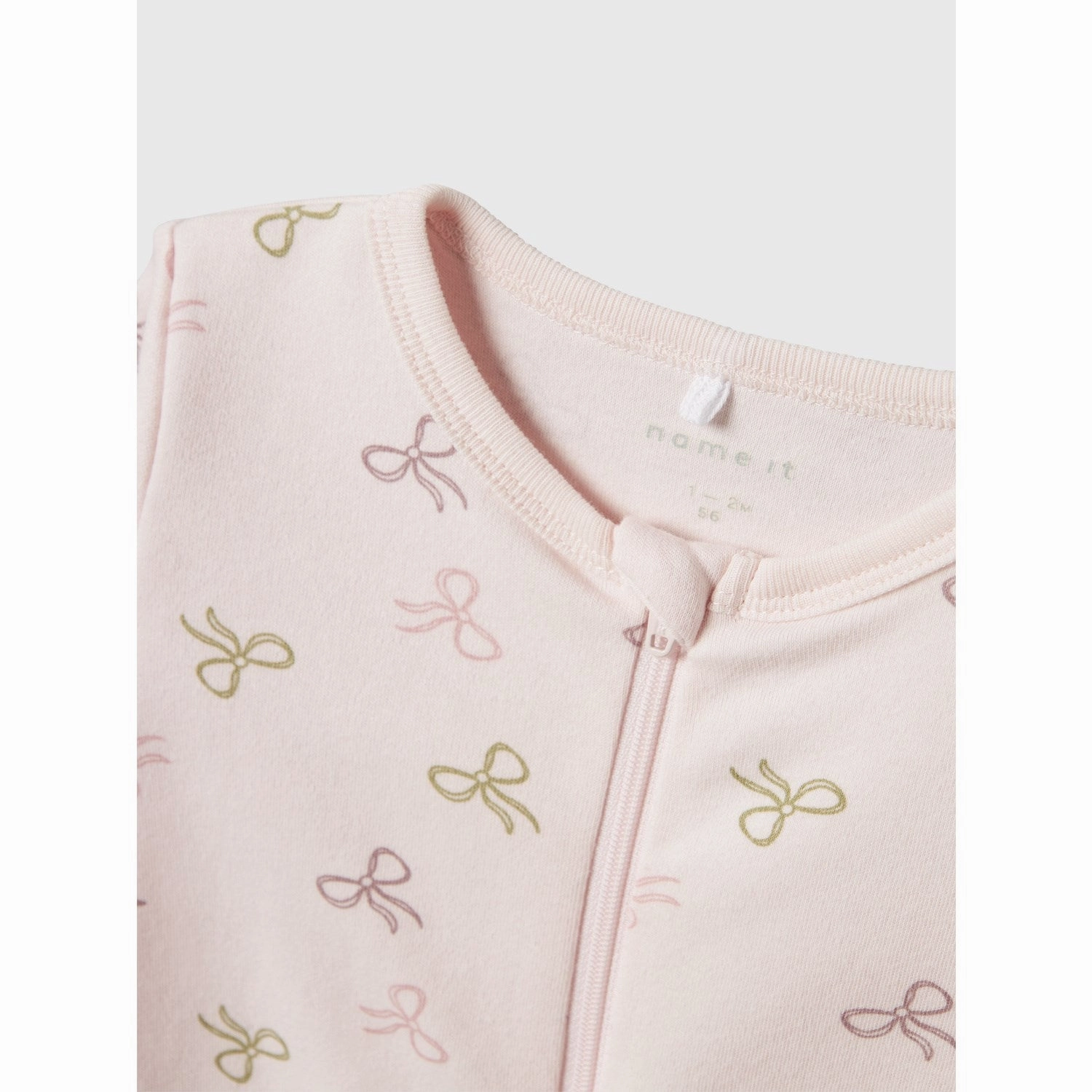 Name It Barely Pink Nightsuit 2-pack Zip Pink Bow Noos Basic Running Durable Travel