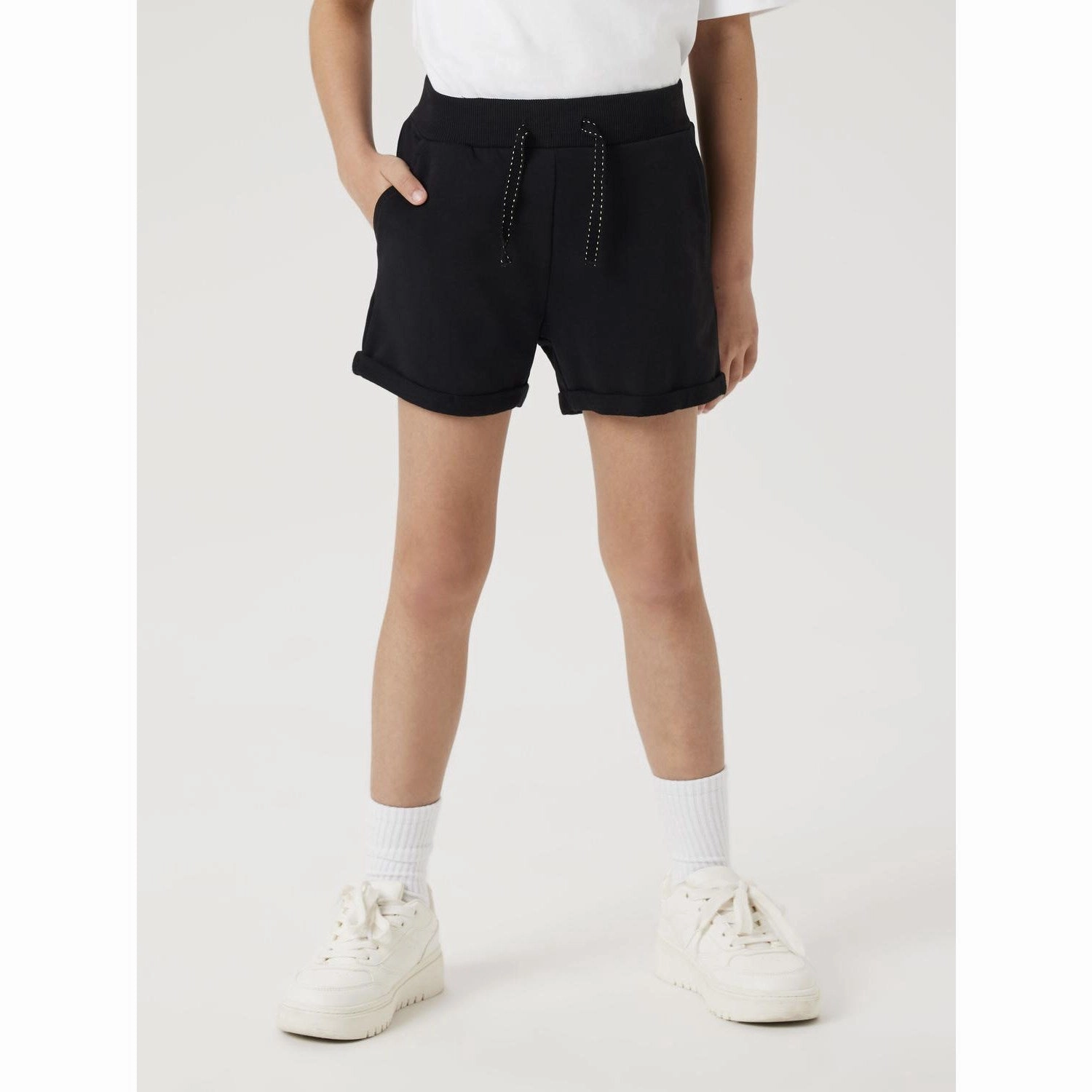 Name It Black Volta Sweat Shorts Noos High Durability Weave Layered Cuff Design