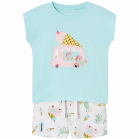 Name it Blue Tint Unicorns And Icecreams Vigea T-Shirt Set Flex Waist System