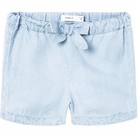 Solid Color Athletic Wear Name It Light Blue Denim Bella Wide Denim Shorts