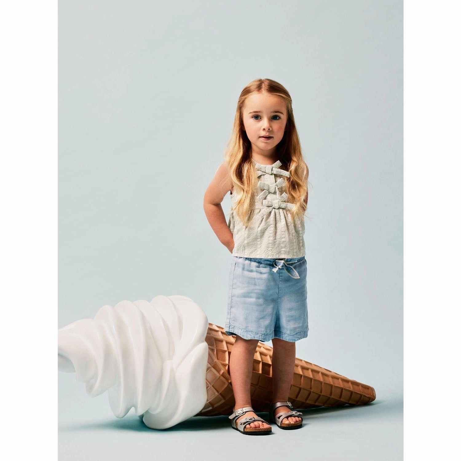 Name It Light Blue Denim Bella Wide Denim Shorts Anti - odor dress shirt