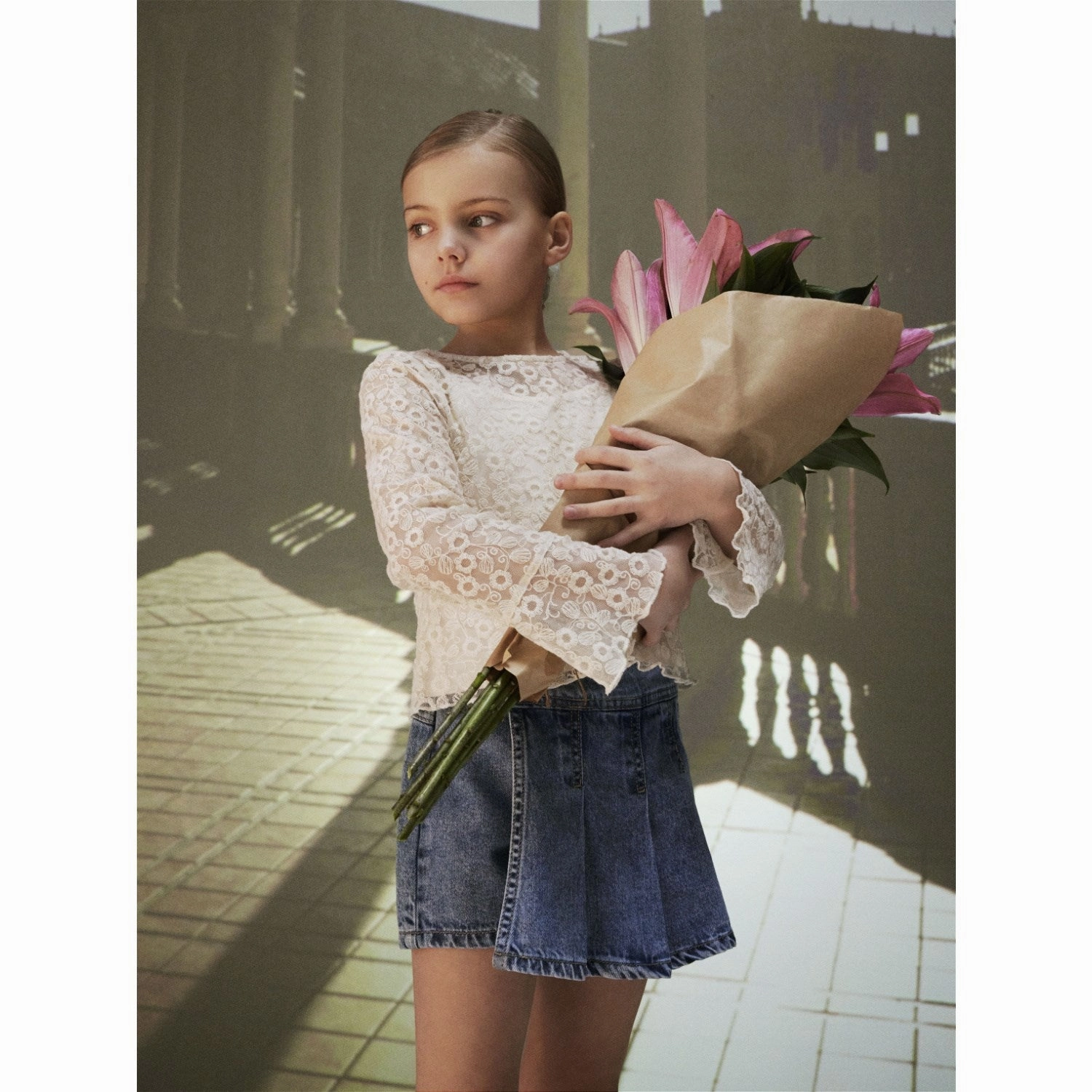 Name It Light Blue Denim Bella Wide Denim Skort Anti Odor Technology Multi Panel Construction