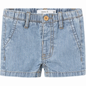 Name It Light Blue Denim Ryan Stripe Denim Shorts Free Size Adjuster
