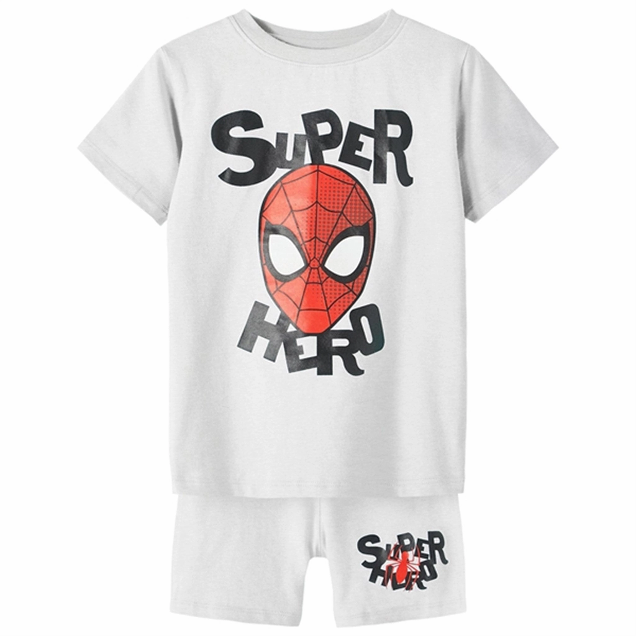 Name it Light Grey Melange Majs Spiderman Night Set Easy Silhouette Split hem
