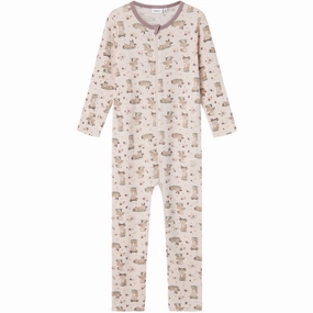 Charming Relax Name It Lilac Ash AOP Willit Wool Onesie