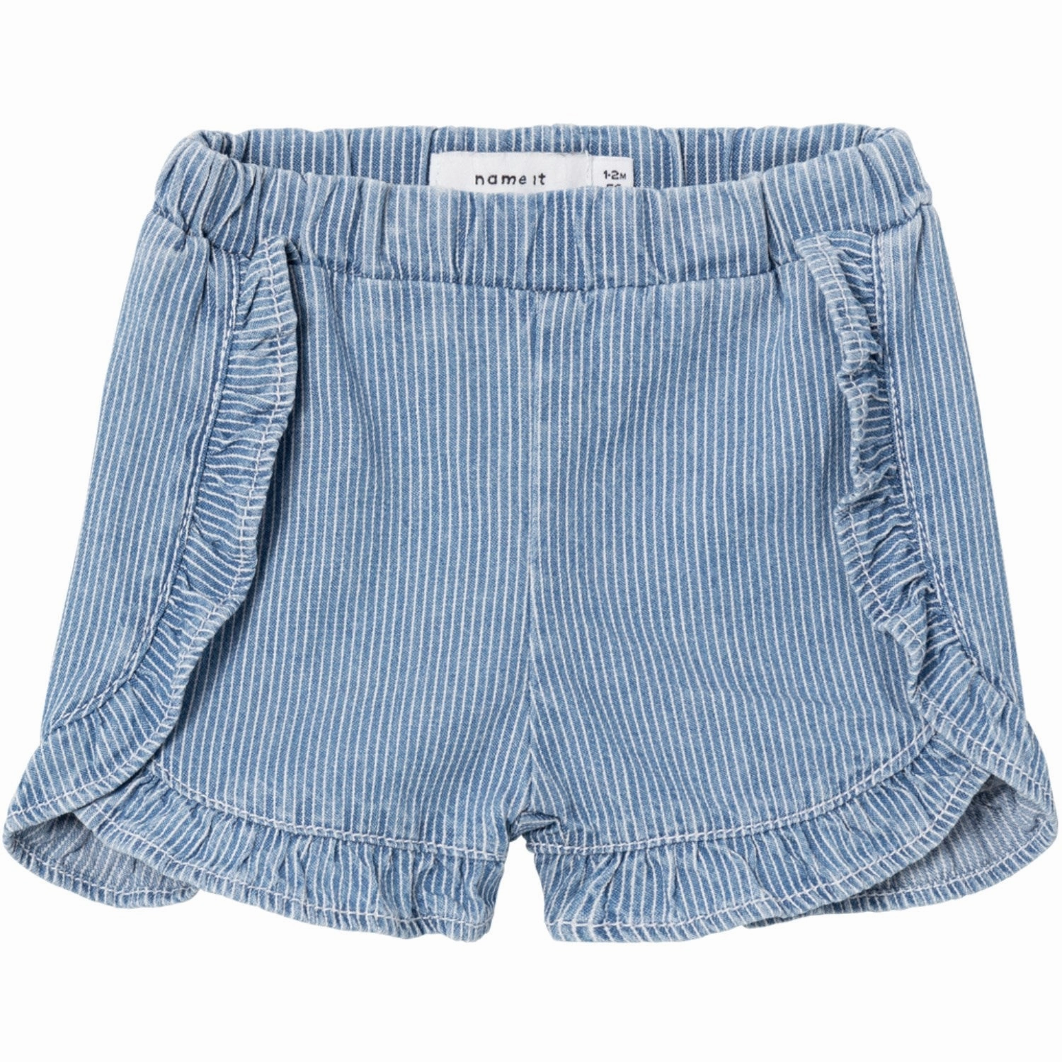 Name It Medium Blue Denim Rose Regular Stripe Denim Shorts Durable Weave Fabric Tailored Design