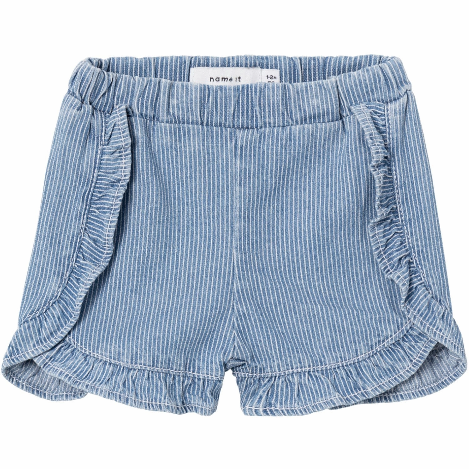 Name It Medium Blue Denim Rose Regular Stripe Denim Shorts Port Pocket Design