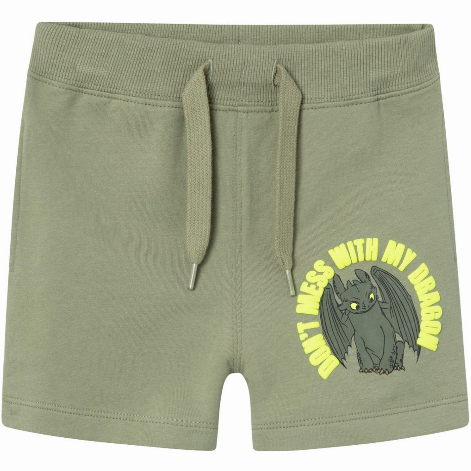 Name It Oil Green Abil Dragon Long Sweat Shorts City Shorts Yarn Dyed Pattern
