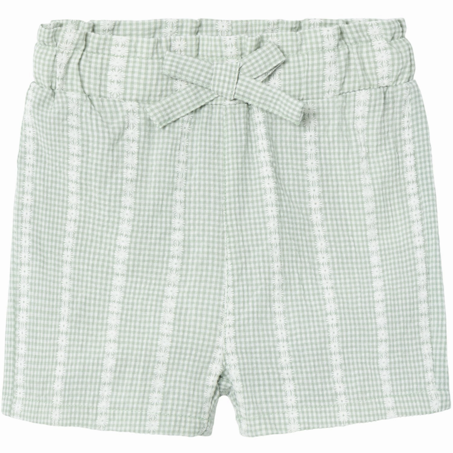 Name It Silt Green Hicheck Shorts Elastic Band