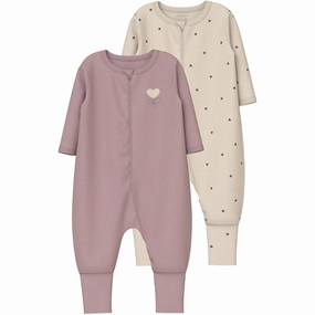 Name It Summer Sand Nbfnightsuit 2P Zip Ff Heart Noos Office Comfy Flexible Fancy