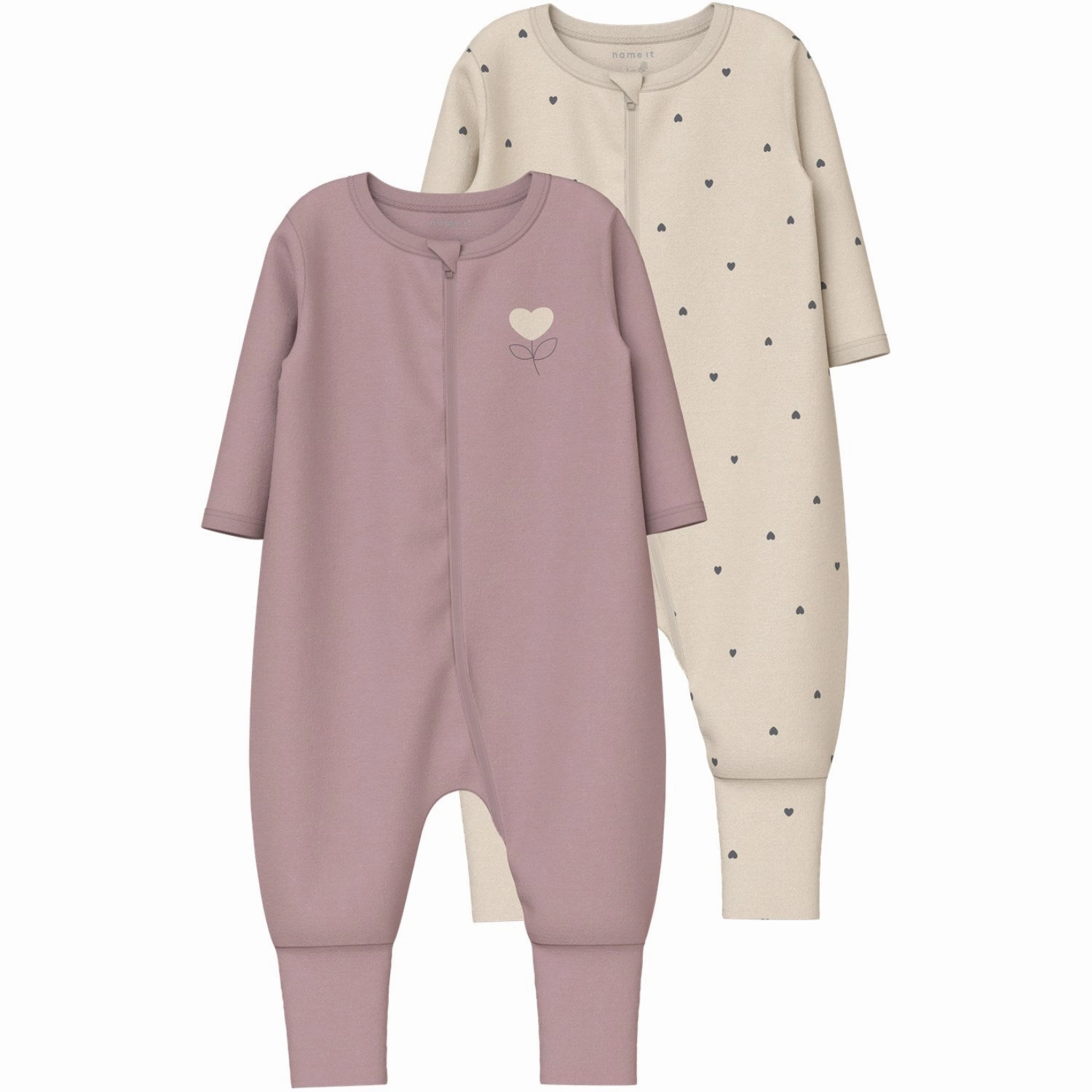 Name It Summer Sand Nbfnightsuit 2P Zip Ff Heart Noos Office Comfy Flexible Fancy