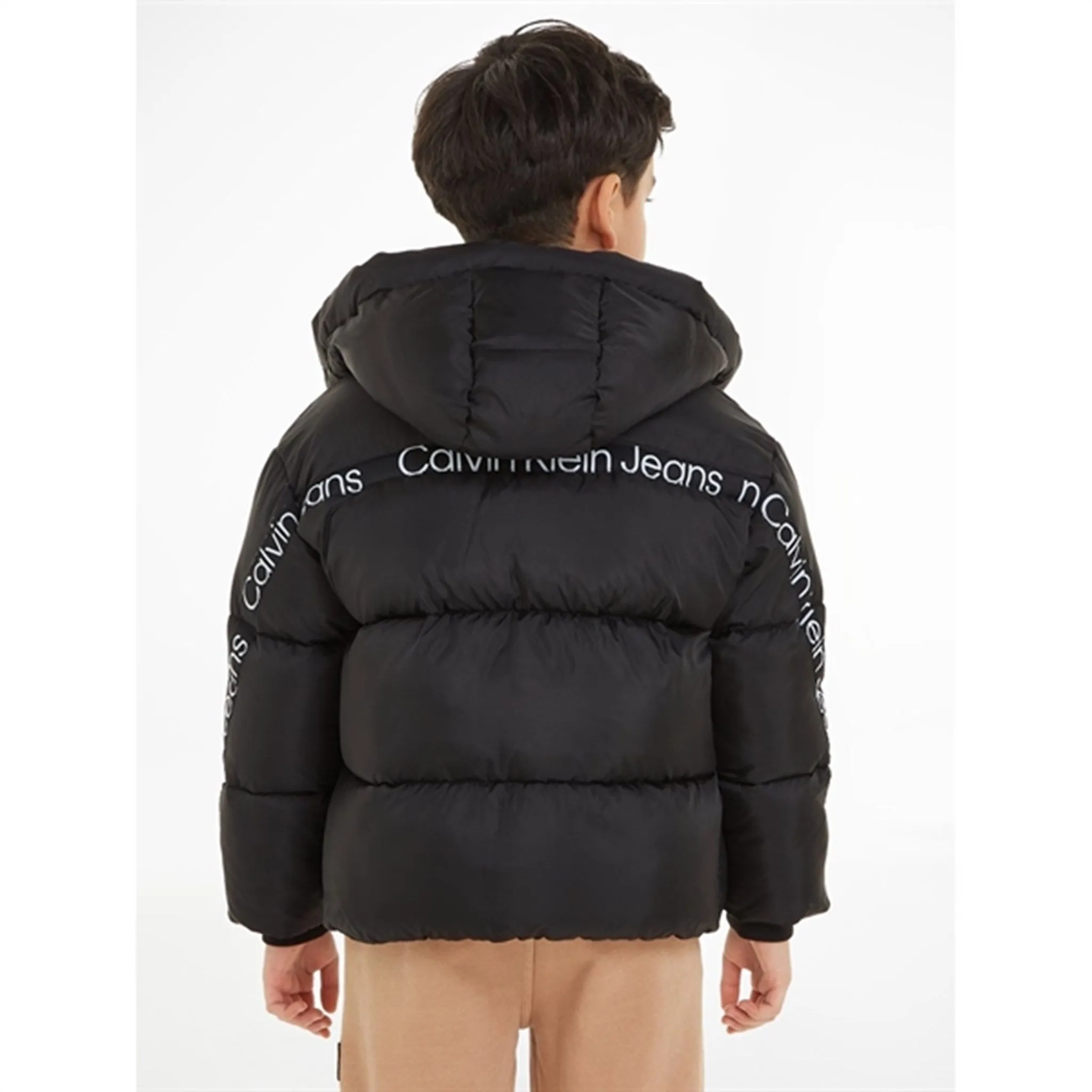 Calvin Klein Ckj Logo Tape Puffer Jacket Ck Black Software Smart Look