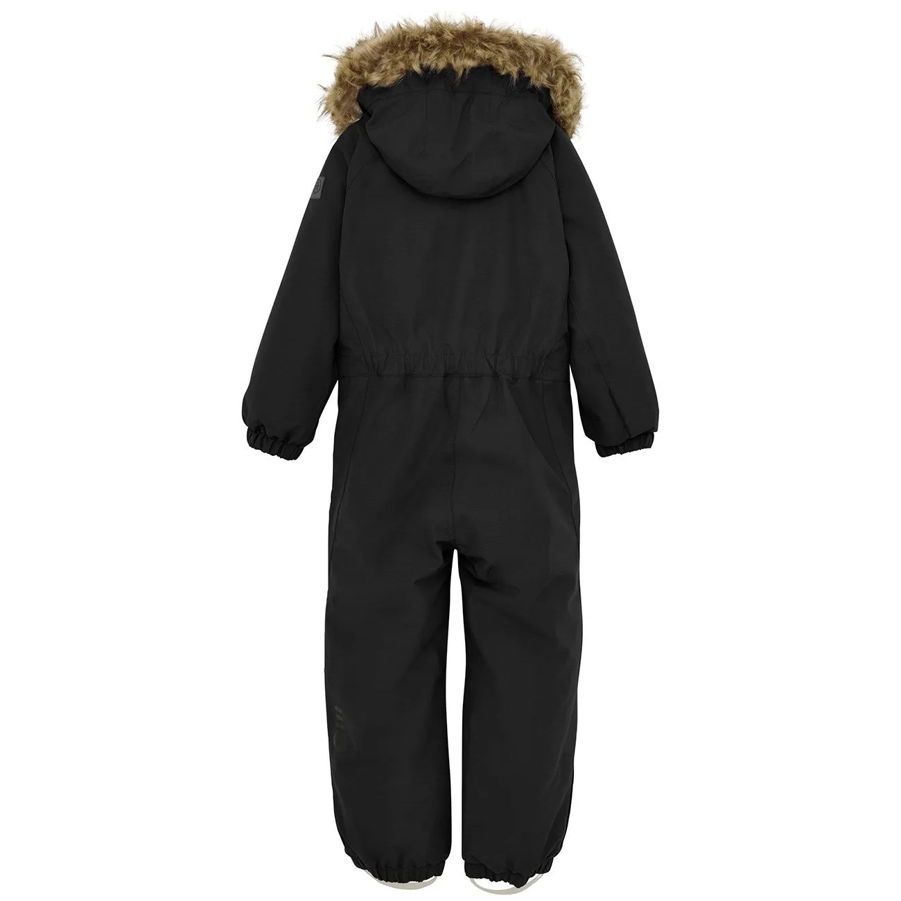 Tassel-Detail Color Kids Black Snowsuit w. Fake Fur