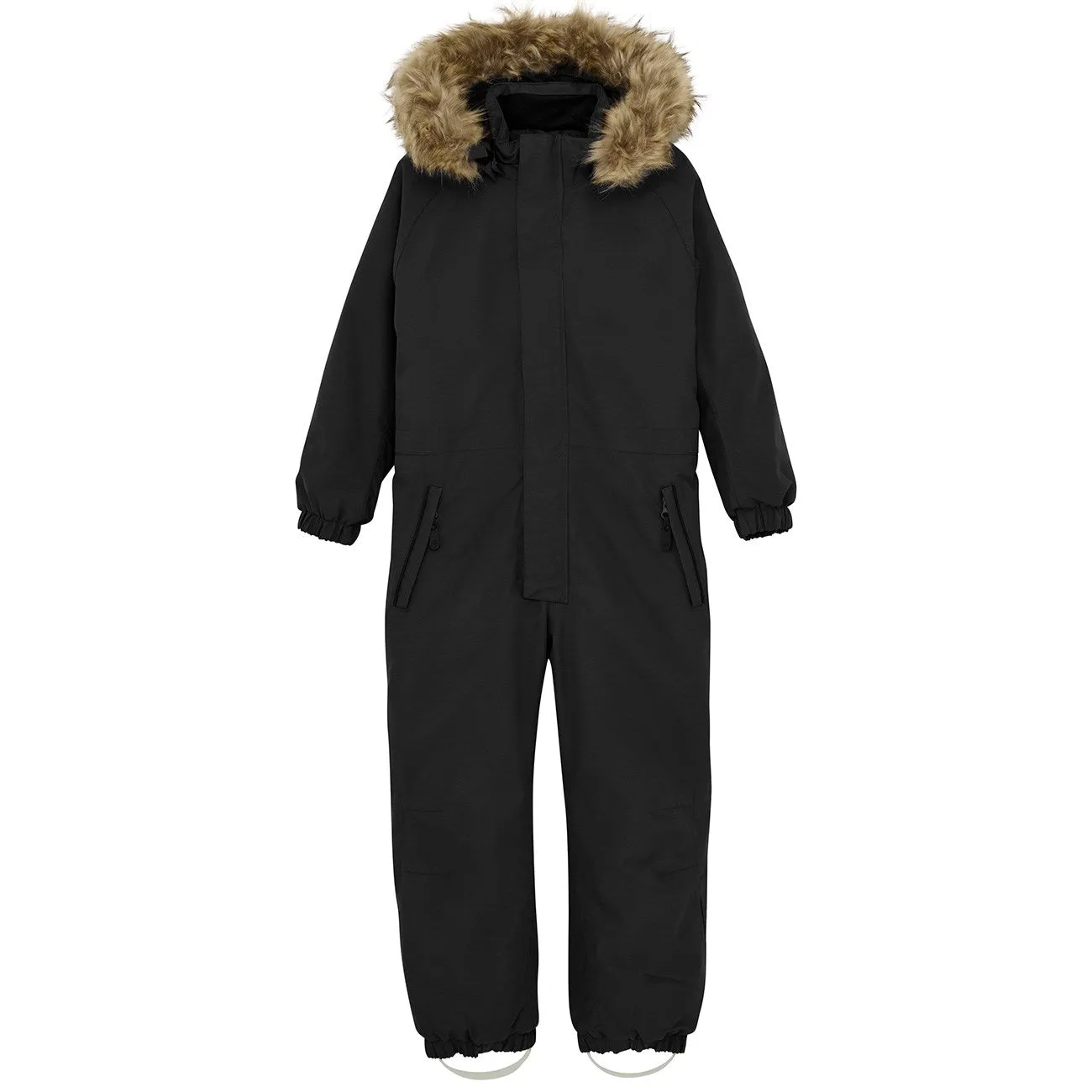 Color Kids Black Snowsuit w. Fake Fur Lightweight