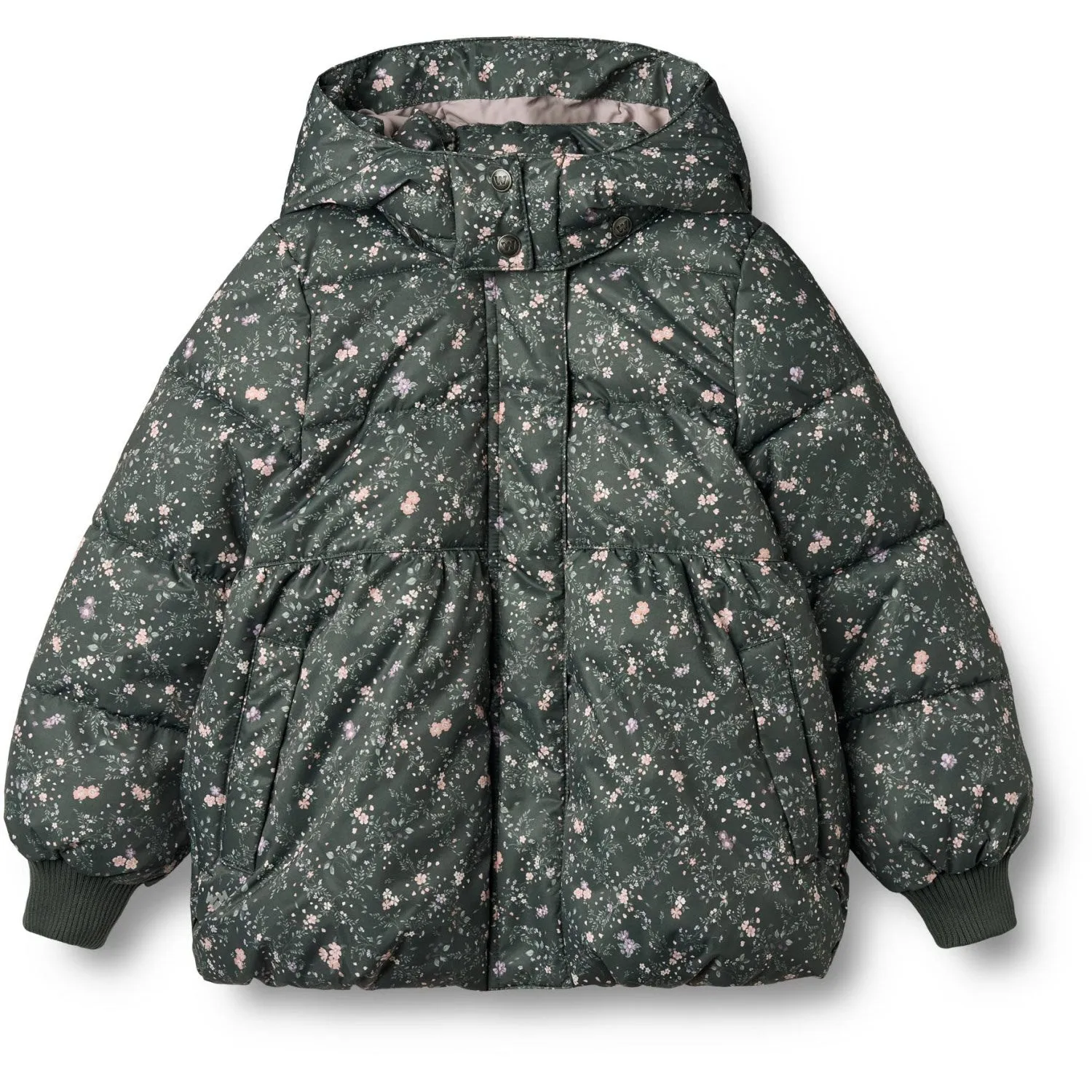 Wheat Forest Lake Checked Flowers Puffer Jacket Karla Playful-Detail Designer-Label