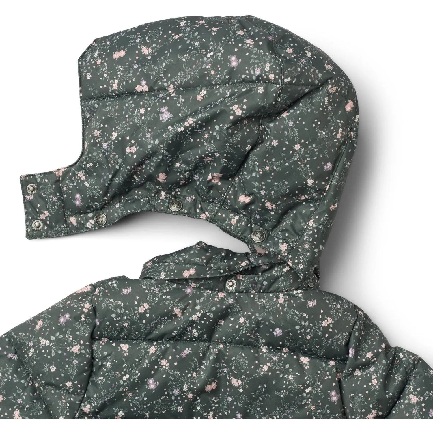 Wheat Forest Lake Checked Flowers Puffer Jacket Karla Wardrobe-Staple