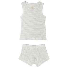 Cushion COPENHAGEN COLORS Grey Stripe Tank-Top And Boxer Shorts Striped