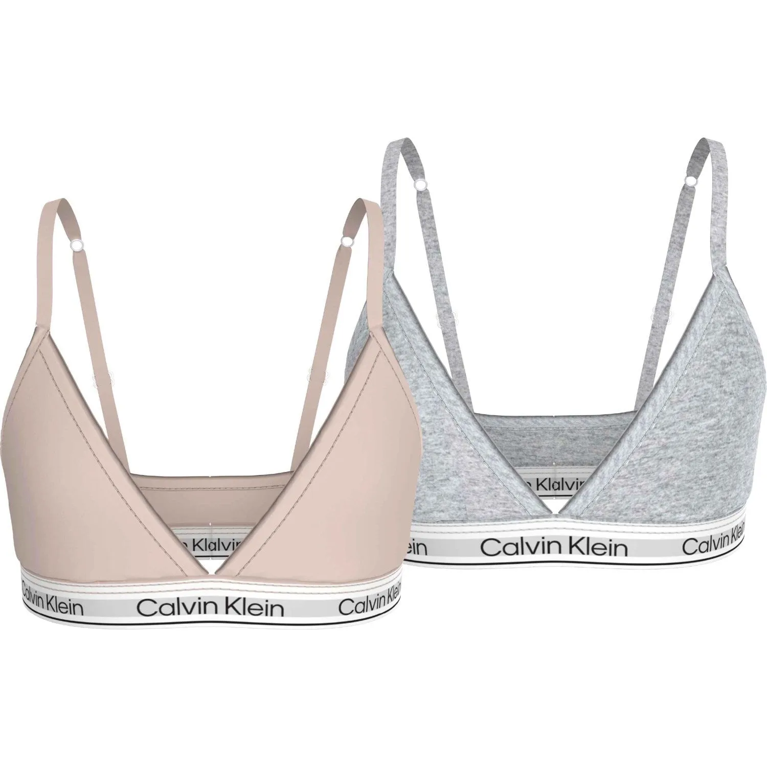 Calvin Klein Silverpeony/Greyheather 2-Pack Triangle Bralette Zipped