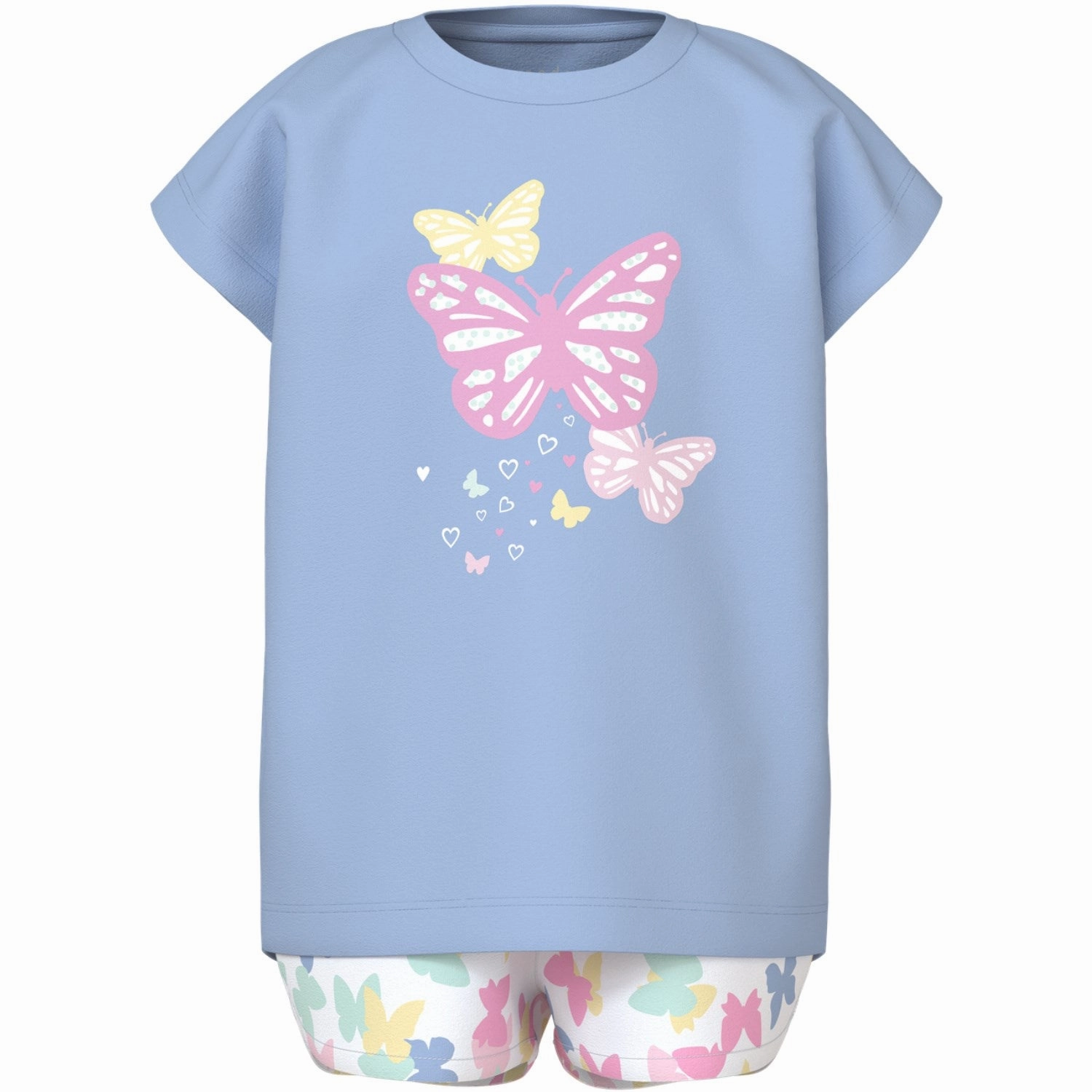 Name It Chambray Blue Butterflies Vigea Shorts Set Moisture Controlled Lining