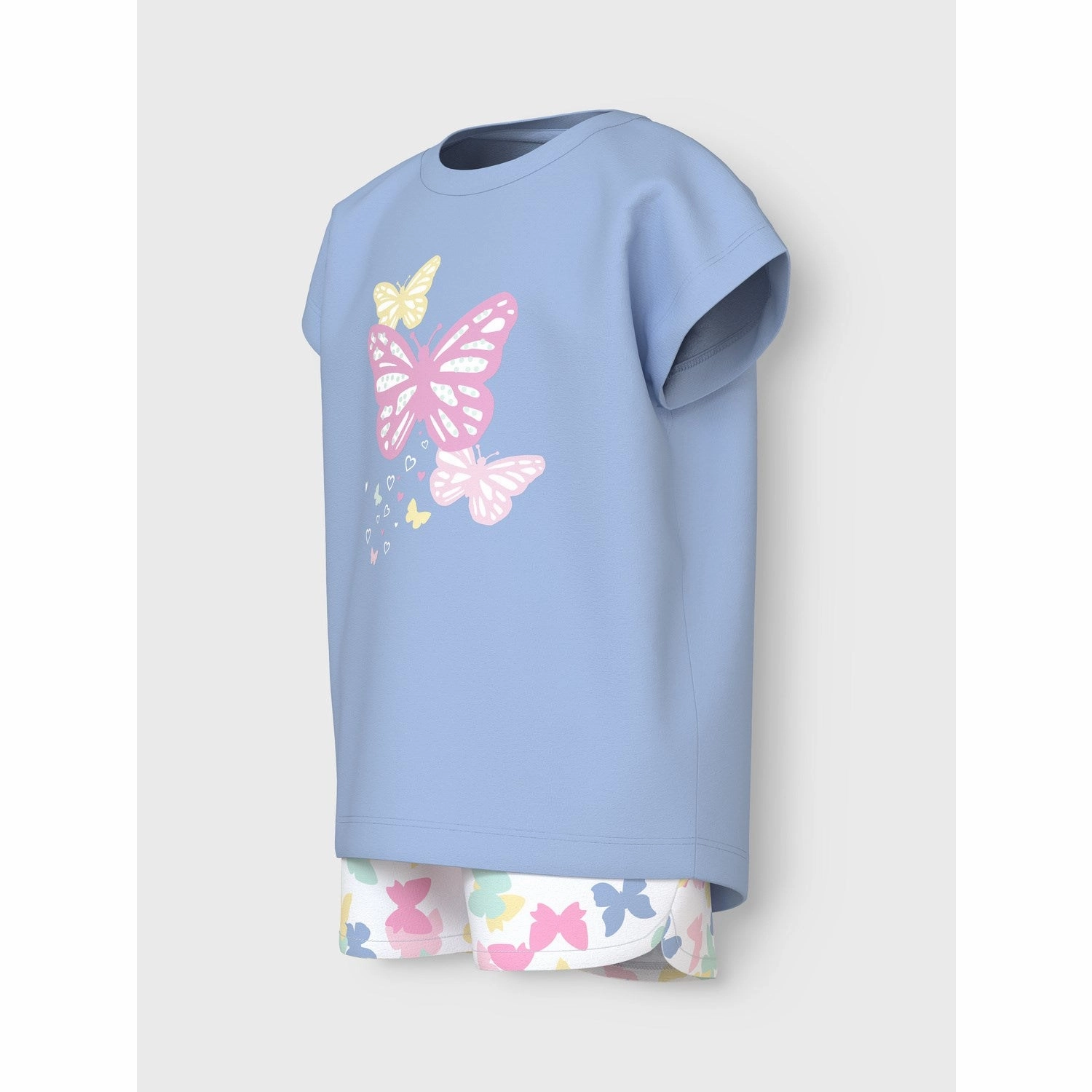 sustainable product Name It Chambray Blue Butterflies Vigea Shorts Set