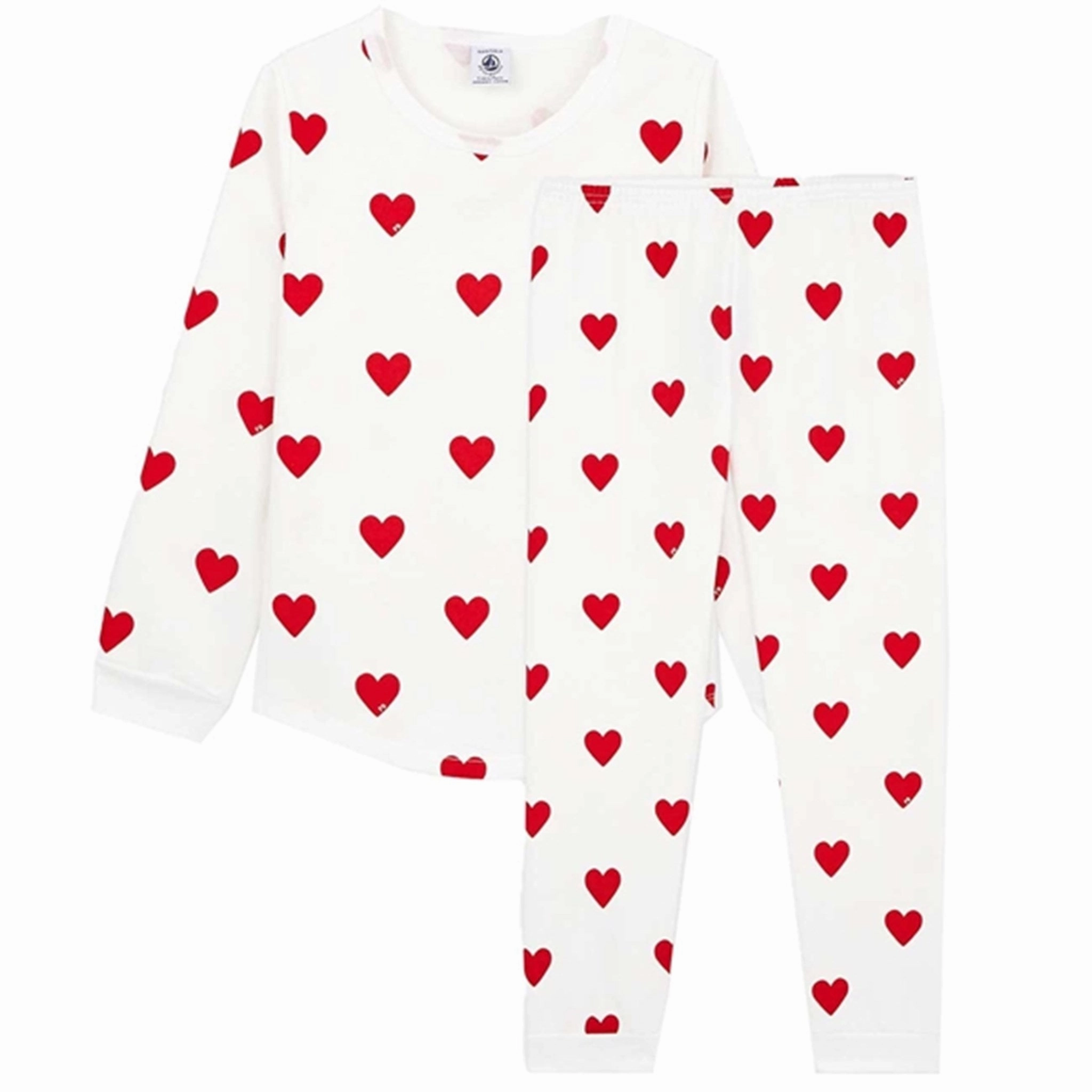 Muted Look Drop Shoulder Design Petit Bateau Pyjamas White/Red