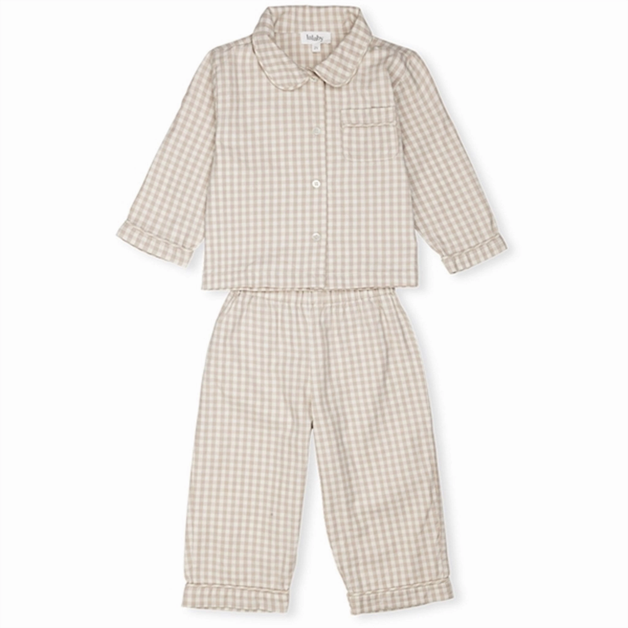 Custom Hikers lalaby Beige Gingham Classic Pyjamas