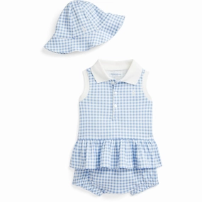 Snag Free Material Fair trade Ralph Lauren Baby Blue Baby Gingham W/ Nevis Shorts Set