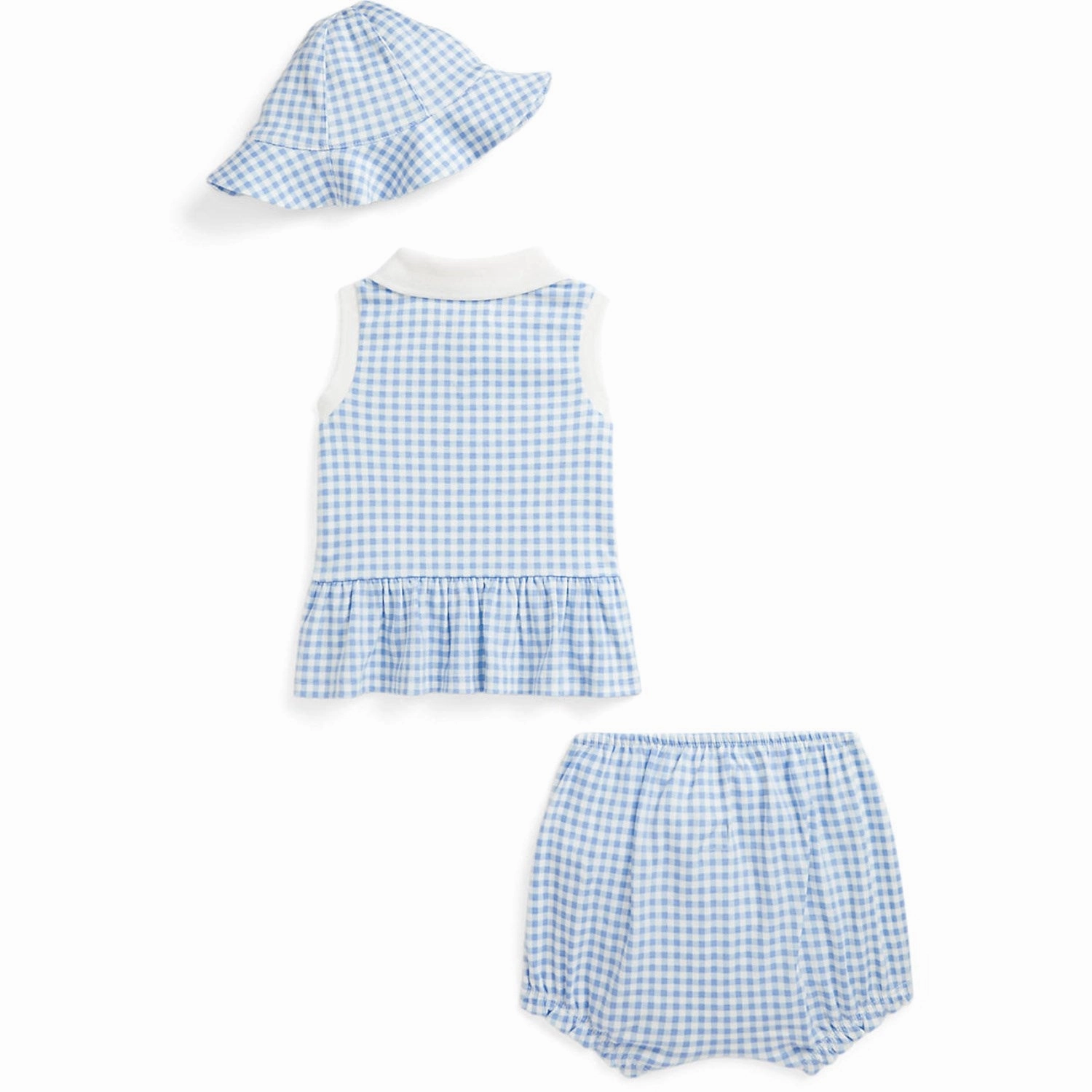 Durable Weave WrinkleFreeFabric Ralph Lauren Baby Blue Baby Gingham W/ Nevis Shorts Set