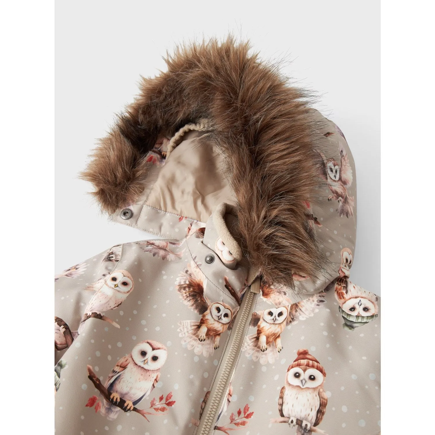 Name It Pure Cashmere Owl Snow10 Snowsuit AOP Fo Anniversary-Event Bow-Detail