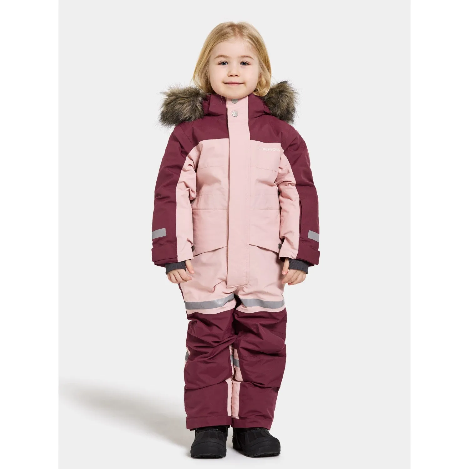Didriksons Dusty Pink Bj?rven Kids Coverall 8 Linen-Blend High-Low-Hem
