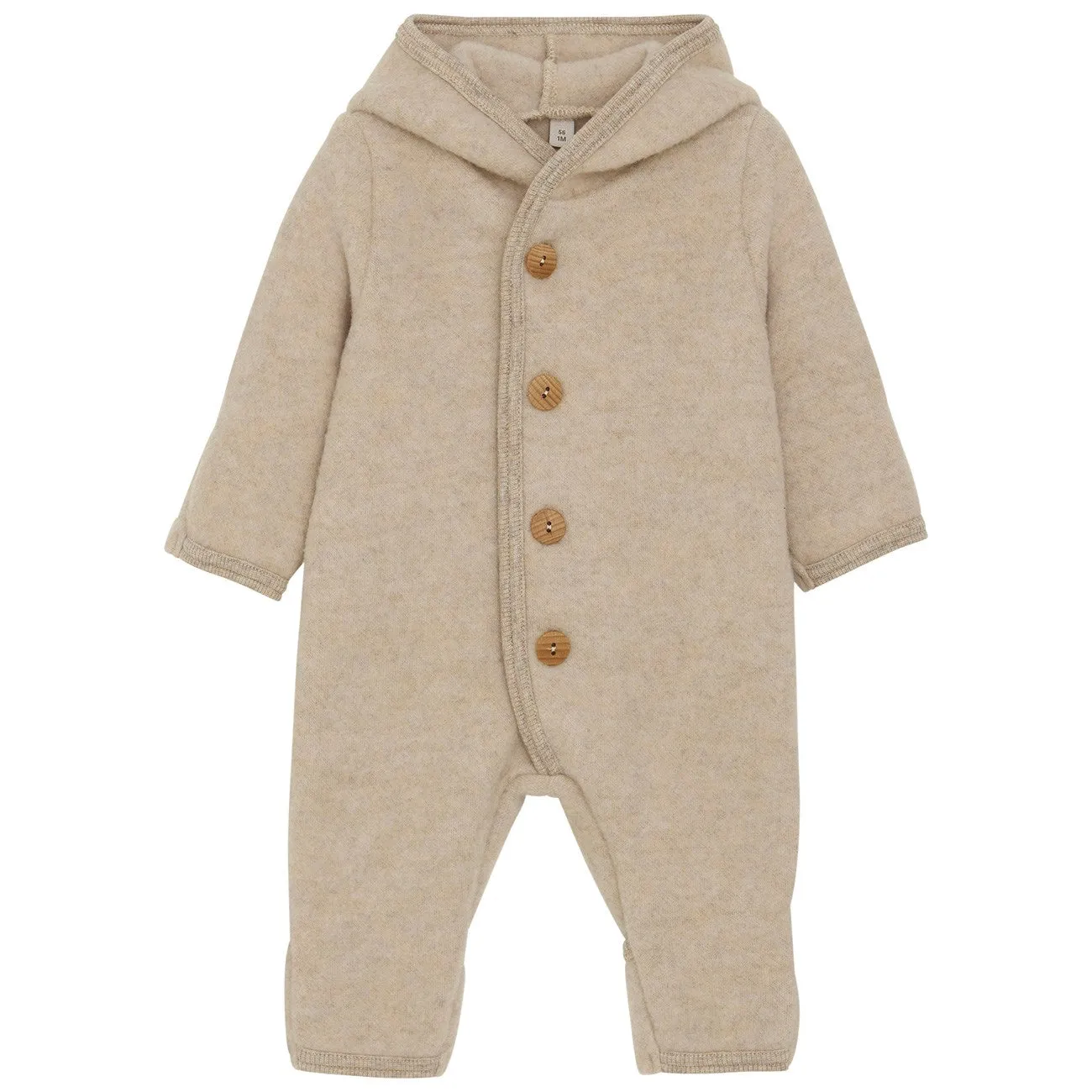 Huttelihut Camel Melange Pram Suit Pixie Wool Fleece Trendy loose-fit shirt Classic button-up top