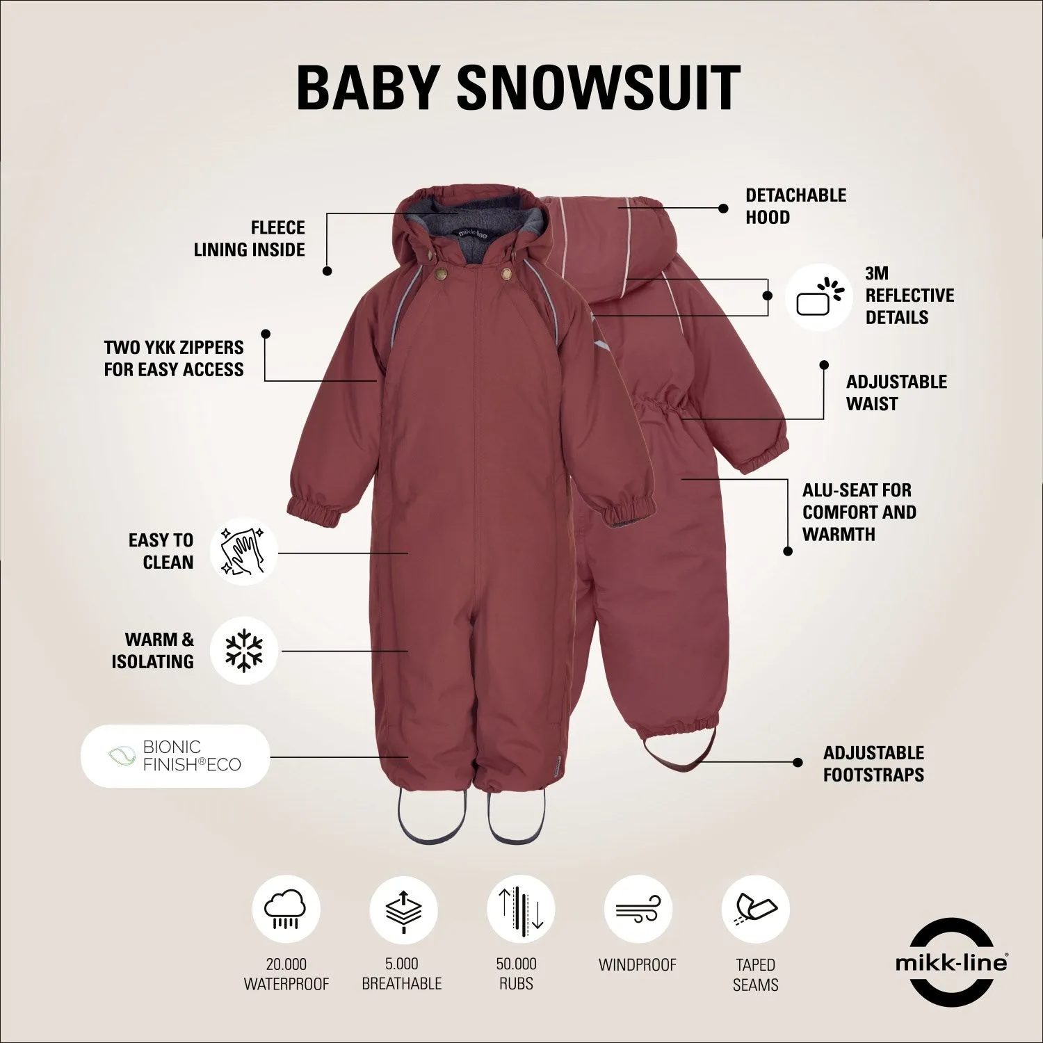 Mikk-Line Rose Brown Nylon Suit Solid Decorative-Design Chic office attire