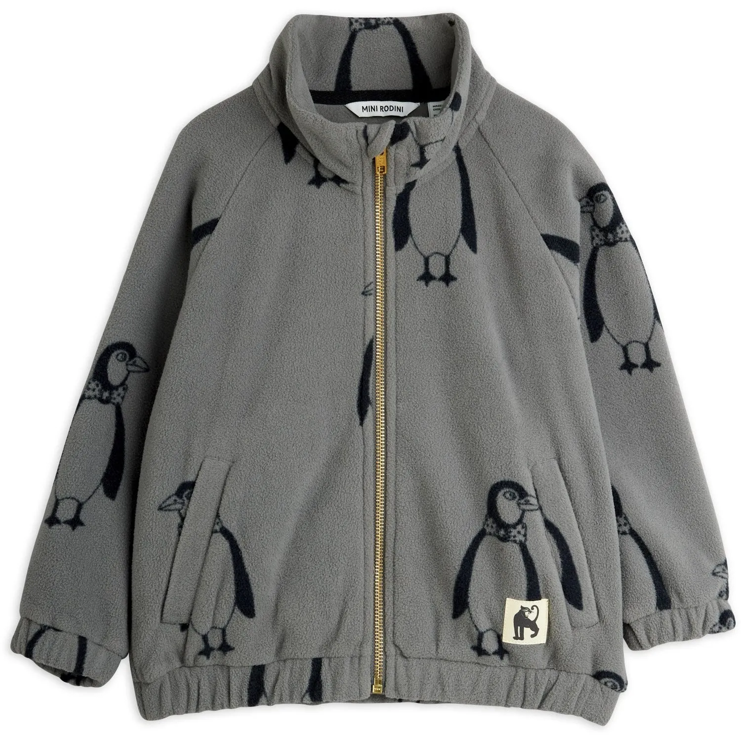 Mini Rodini Grey Penguin AOP Fleece Jacket Functional Gear