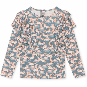 Konges Sl?jd Unicorn Blue Manuca Frill Swim Shirt Shelf Bra Design Non Irritating Trim