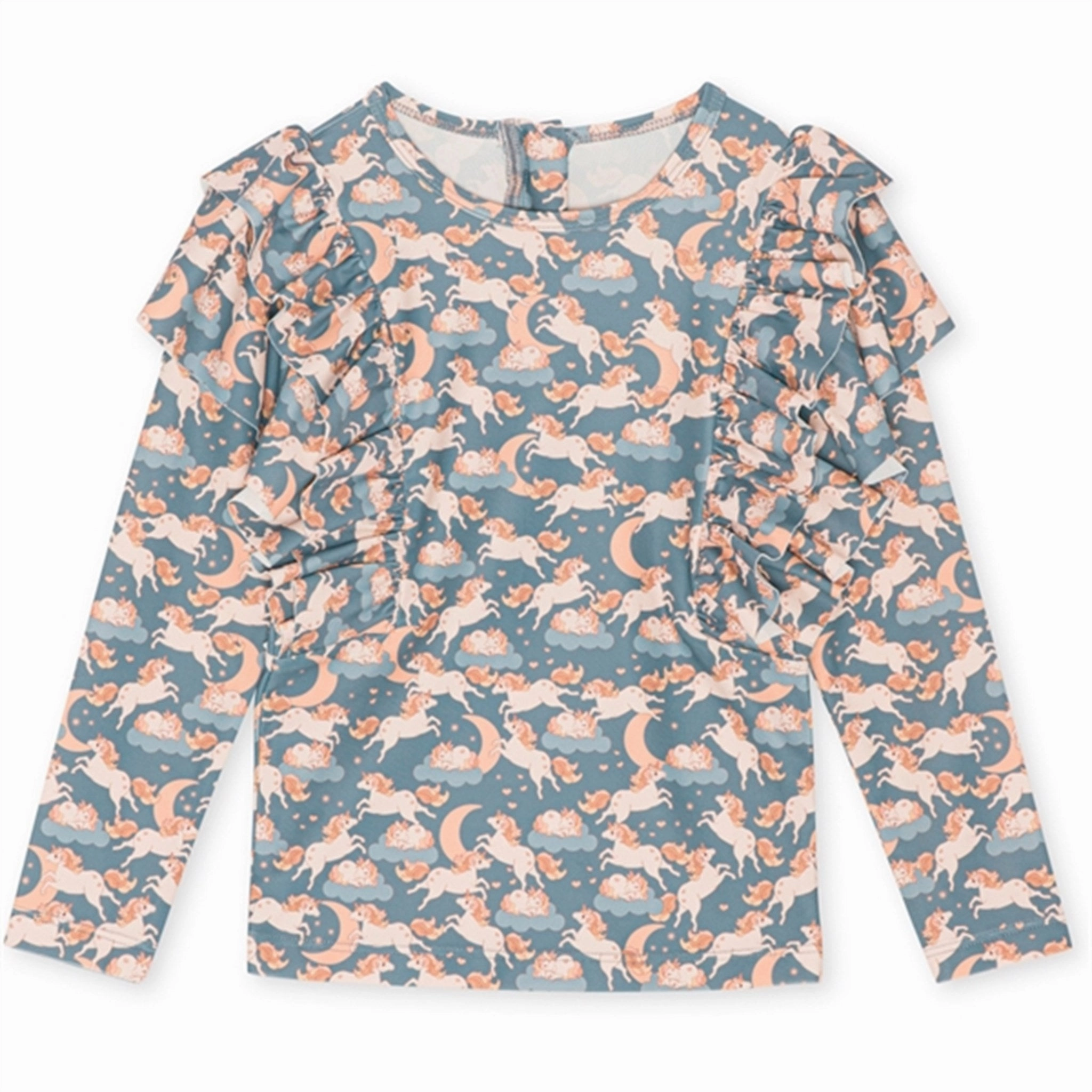 Konges Sl?jd Unicorn Blue Manuca Frill Swim Shirt Shelf Bra Design Non Irritating Trim