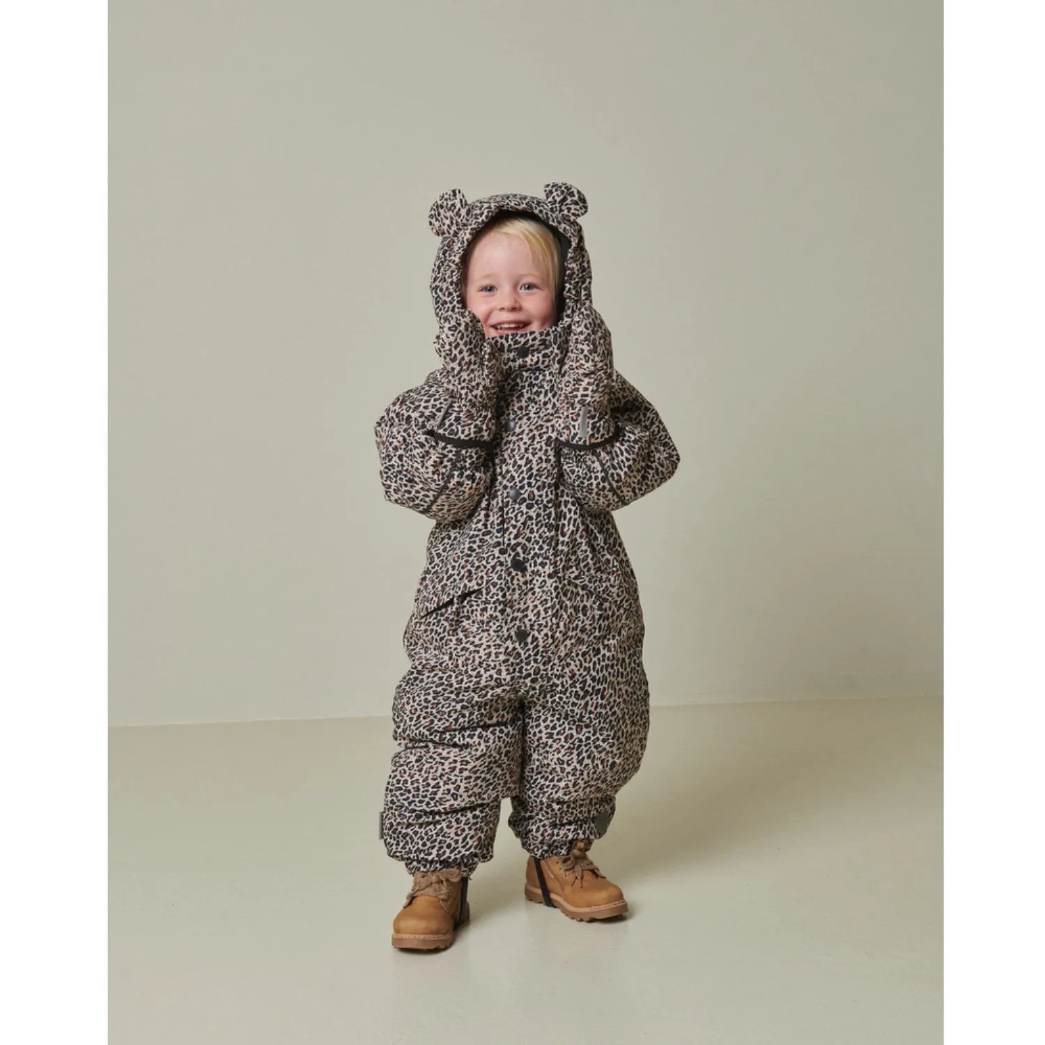 Bust-Enhancing Pleated-Texture MarMar Tech. Outerwear Print Leopard Ollie Suit