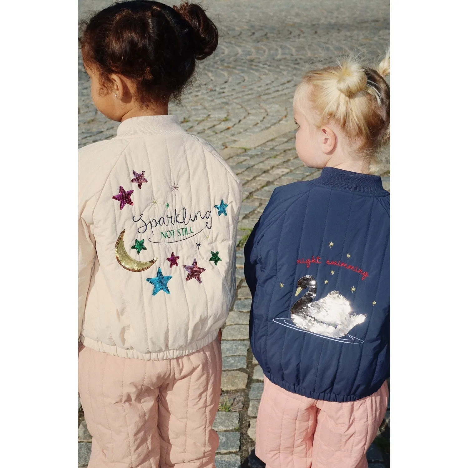 Konges Sl?jd Total Eclipse Juno Sequin Bomber Jacket Trendy loose-fit shirt Thermal-Lined