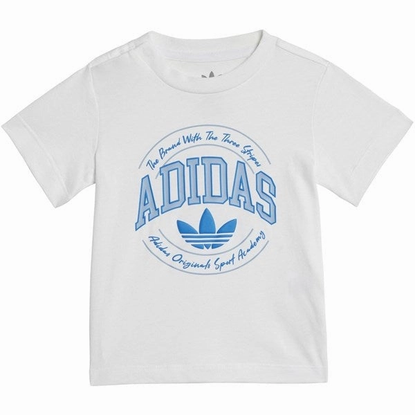 adidas Originals White/Night Indigo Shorts Tee Set Minimal Fit Vacation Outfit