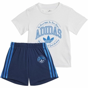 Parka Warm Weather Wear adidas Originals White/Night Indigo Shorts Tee Set