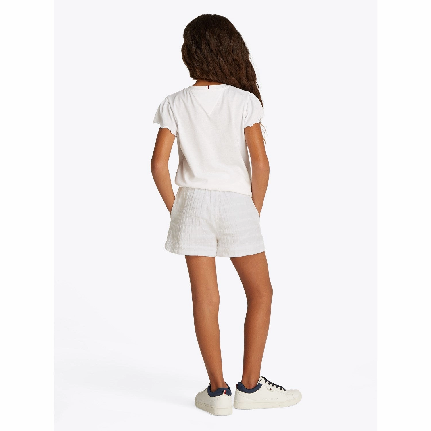 yoga clothing Tommy Hilfiger White Textured Cotton Shorts