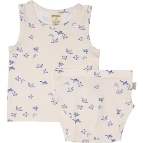 Petit Piao Blue Bird Underwear Set Printed Time Fall