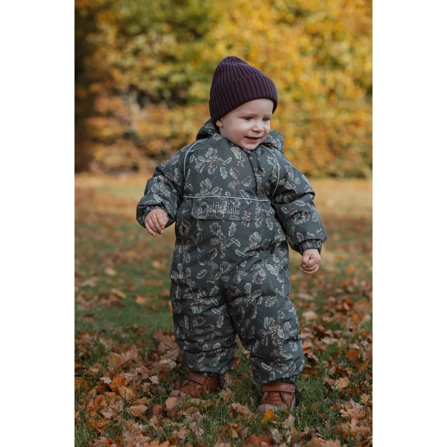 Petit Piao Oak AOP PPDard Snowsuit Satin-Sleeve Kimono-Sleeve