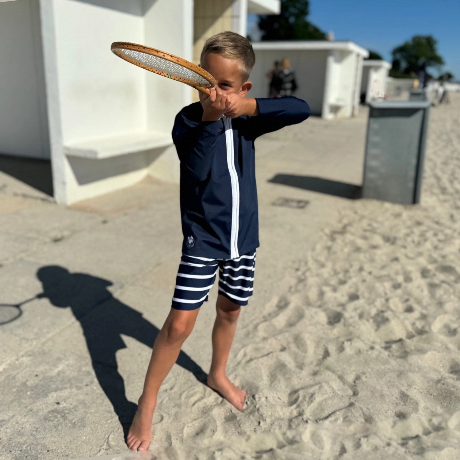 Petit Crabe Blue Basic Zipper Uv-Swim Shirt L/S Ultraviolet Guard