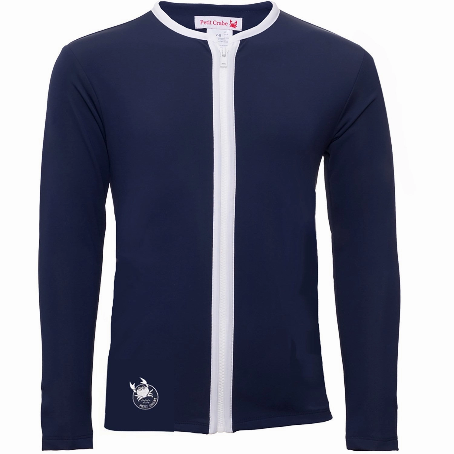 Multi Pocket Design Double Layered Panels Petit Crabe Blue Basic Zipper Uv-Swim Shirt L/S